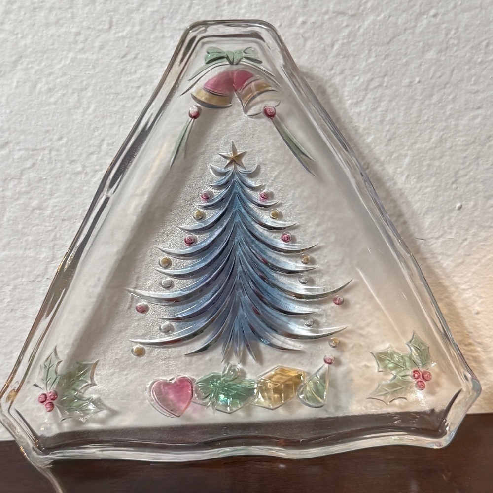Vintage Mikasa Holiday Collection Christmas Tree Glass Plate EUC